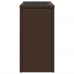 vidaXL Garden Side Table with Glass Top Brown 58x27.5x55 cm Poly Rattan 6