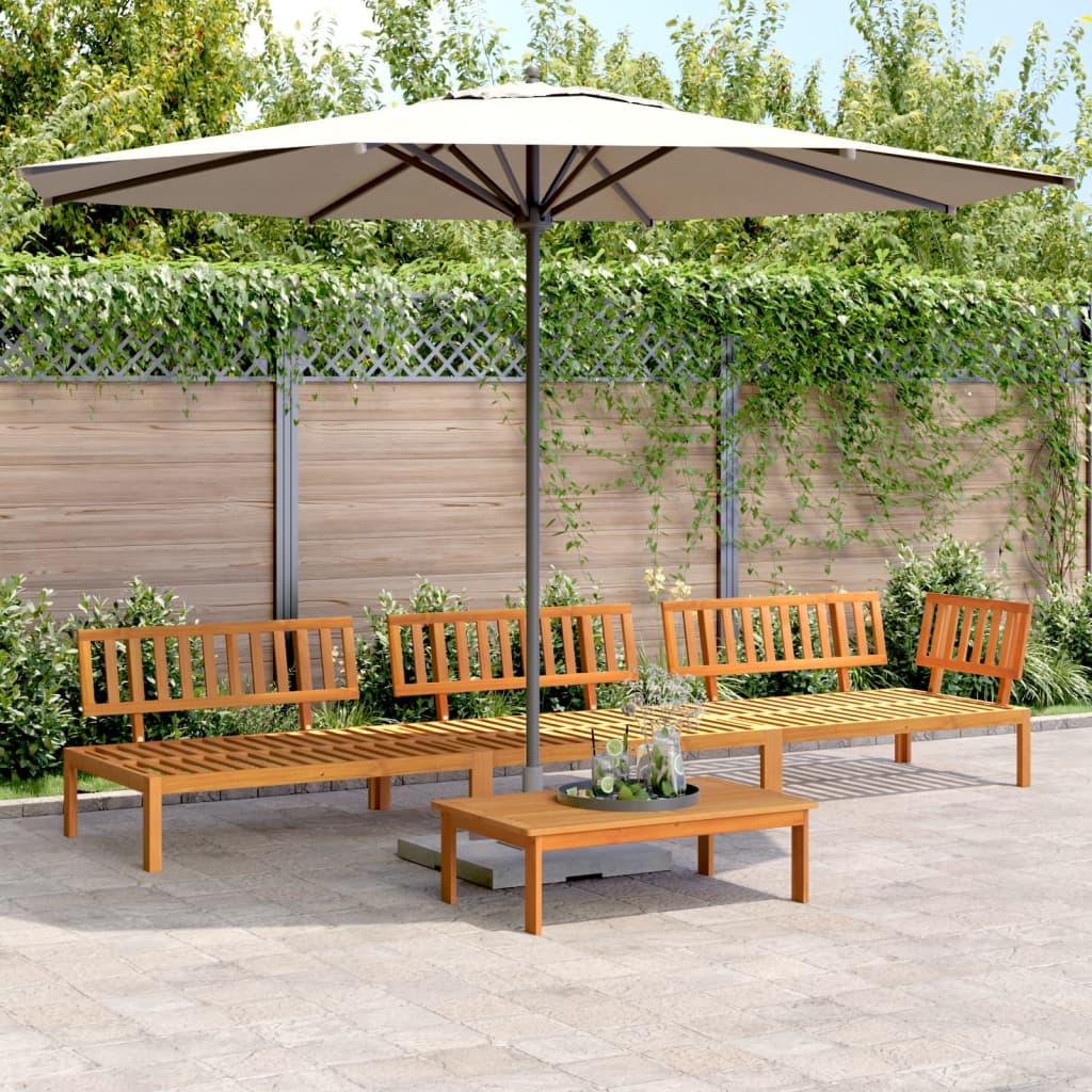 5 Piece Garden Pallet Sofa Set Solid Wood Acacia Natural corner + 2x middle + table