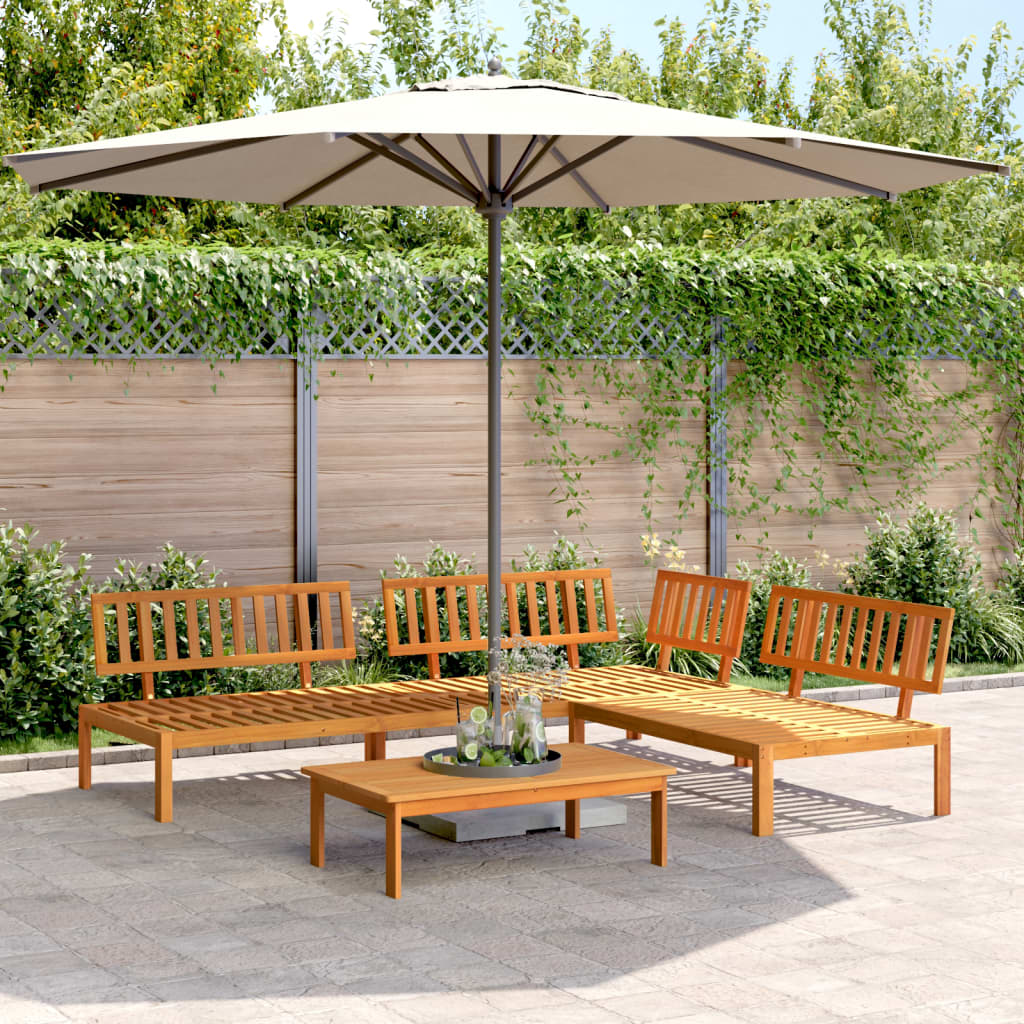 5 Piece Garden Pallet Sofa Set Solid Wood Acacia Natural 2x middle + corner + table