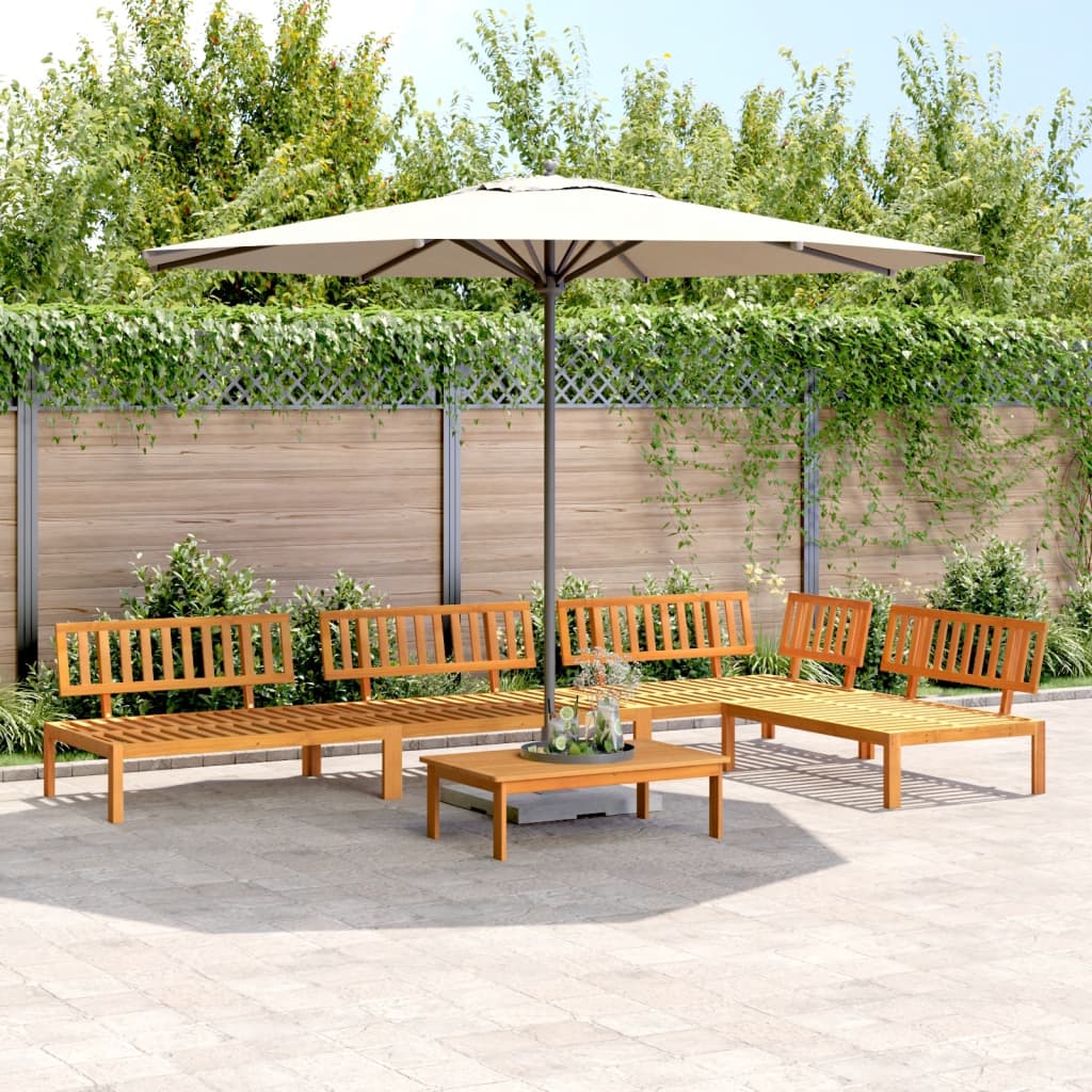 5 Piece Garden Pallet Sofa Set Solid Wood Acacia Natural corner + 3x middle + table