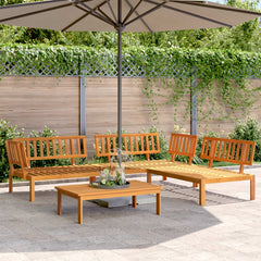 5 Piece Garden Pallet Sofa Set Solid Wood Acacia Natural middle + 2x corner + table