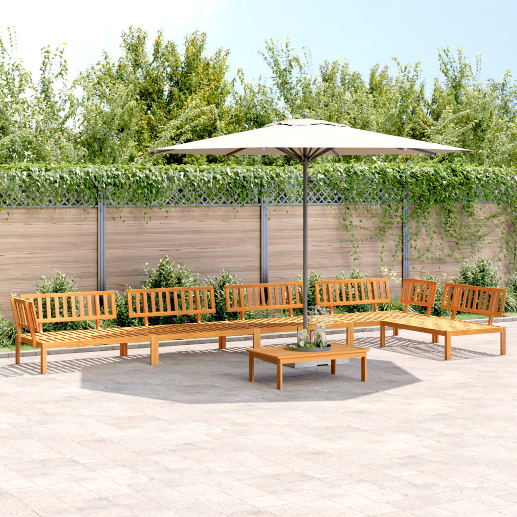5 Piece Garden Pallet Sofa Set Solid Wood Acacia Natural 2x corner + 3x middle + table