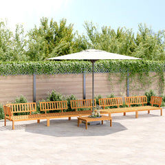 5 Piece Garden Pallet Sofa Set Solid Wood Acacia Natural table + 2x corner + 3x middle
