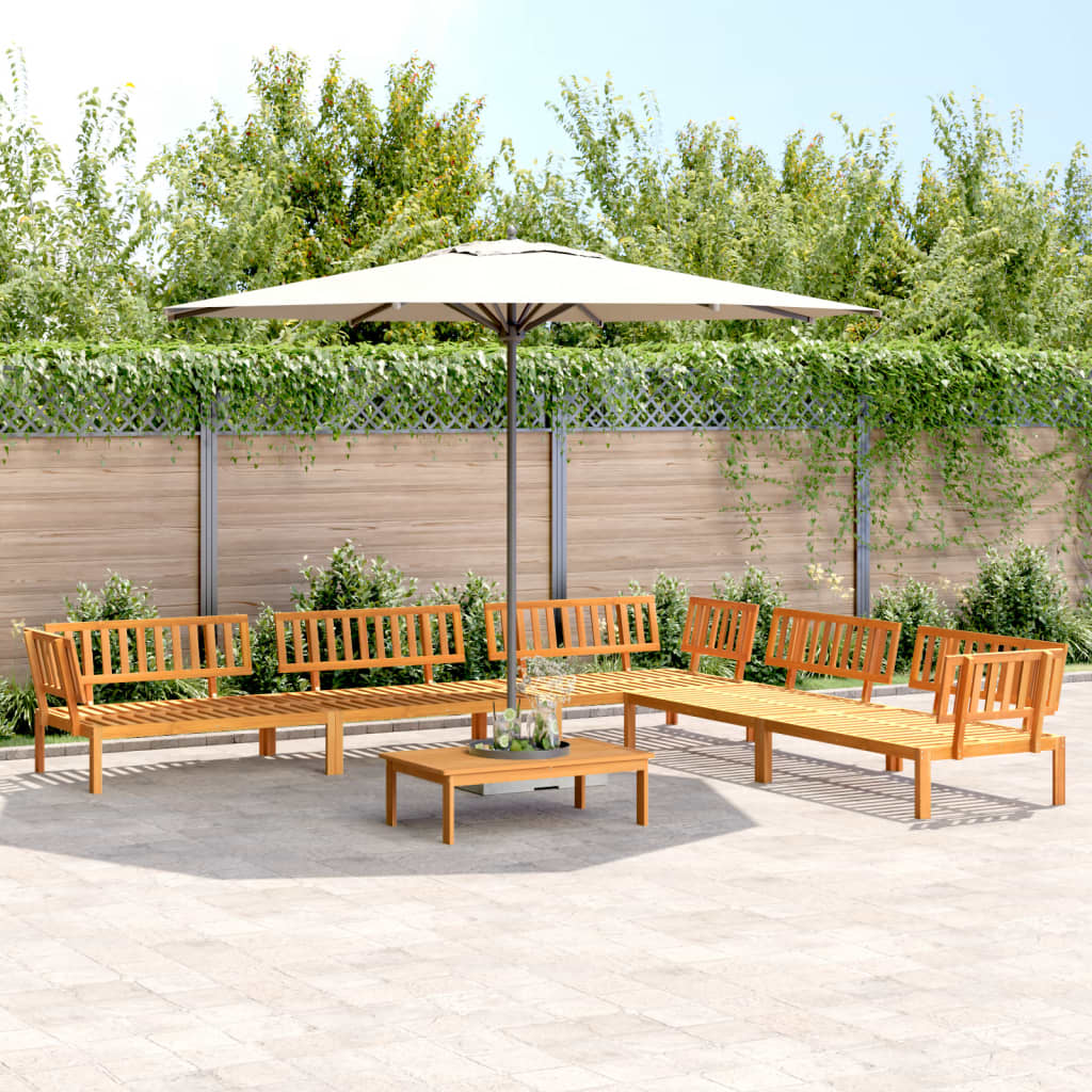 5 Piece Garden Pallet Sofa Set Solid Wood Acacia Natural 3x corner + 2x middle + table