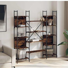vidaXL Bookshelf Smoked Oak 155.5x24x166.5 cm Engineered Wood 3