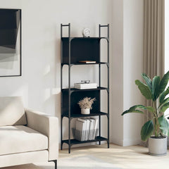vidaXL Bookshelf 5-Tier Black 60.5x24x166.5 cm Engineered Wood 3