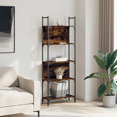 vidaXL Bookshelf 5-Tier Smoked Oak 60.5x24x166.5 cm Engineered Wood 3