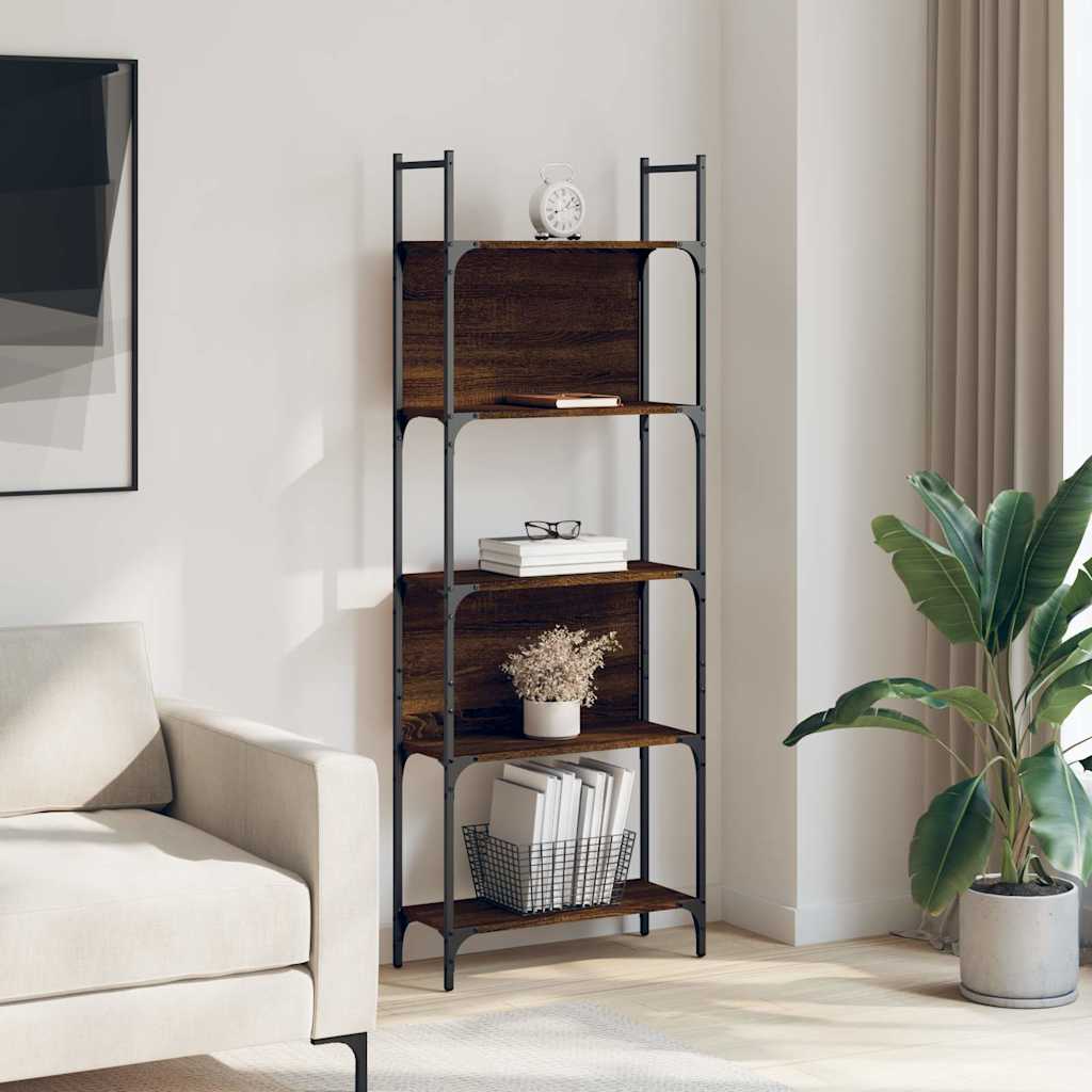 vidaXL Bookshelf 5-Tier Brown Oak 60.5x24x166.5 cm Engineered Wood 3