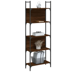 vidaXL Bookshelf 5-Tier Brown Oak 60.5x24x166.5 cm Engineered Wood 4
