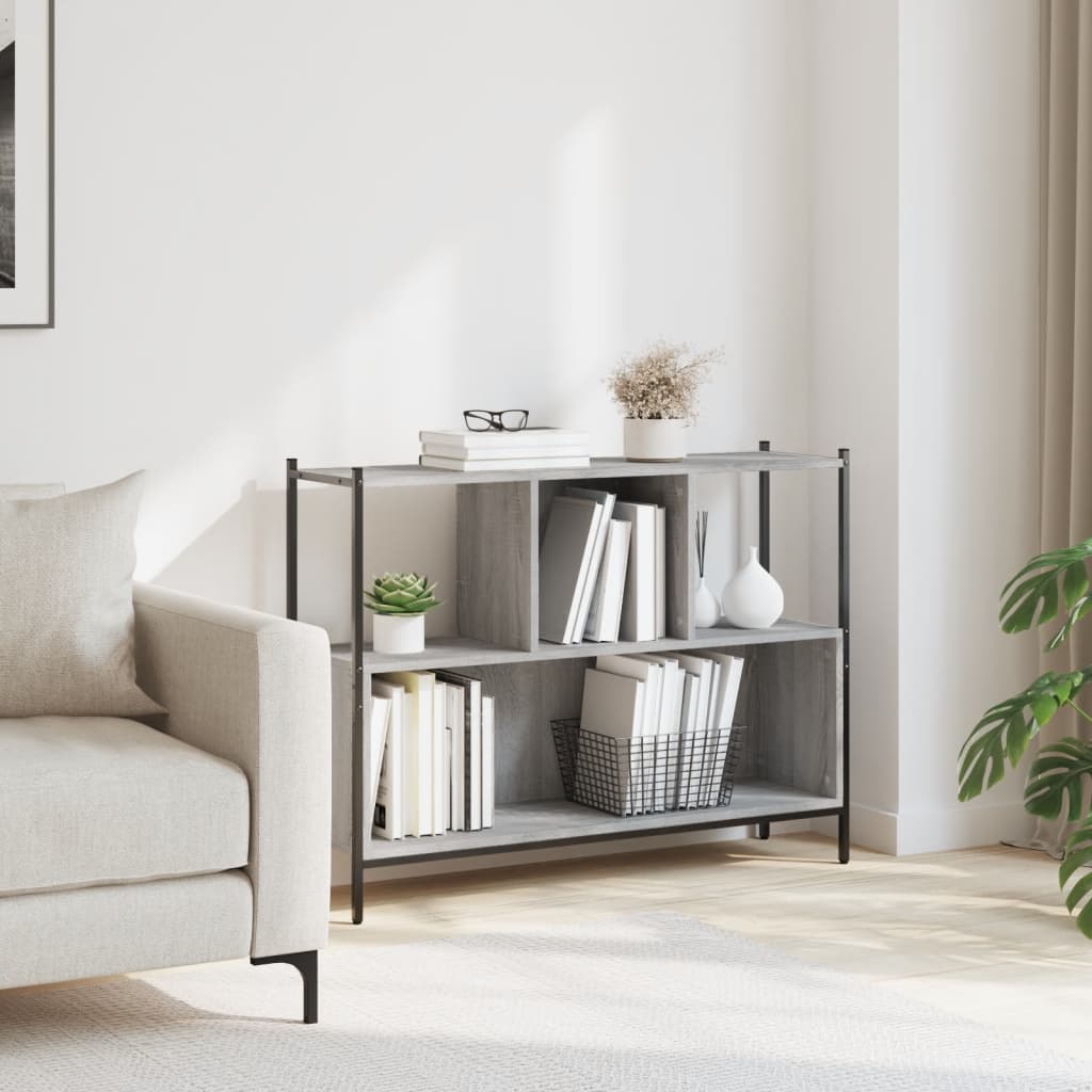 vidaXL Bookcase Grey Sonoma 102x28x77.5 cm Engineered Wood 3