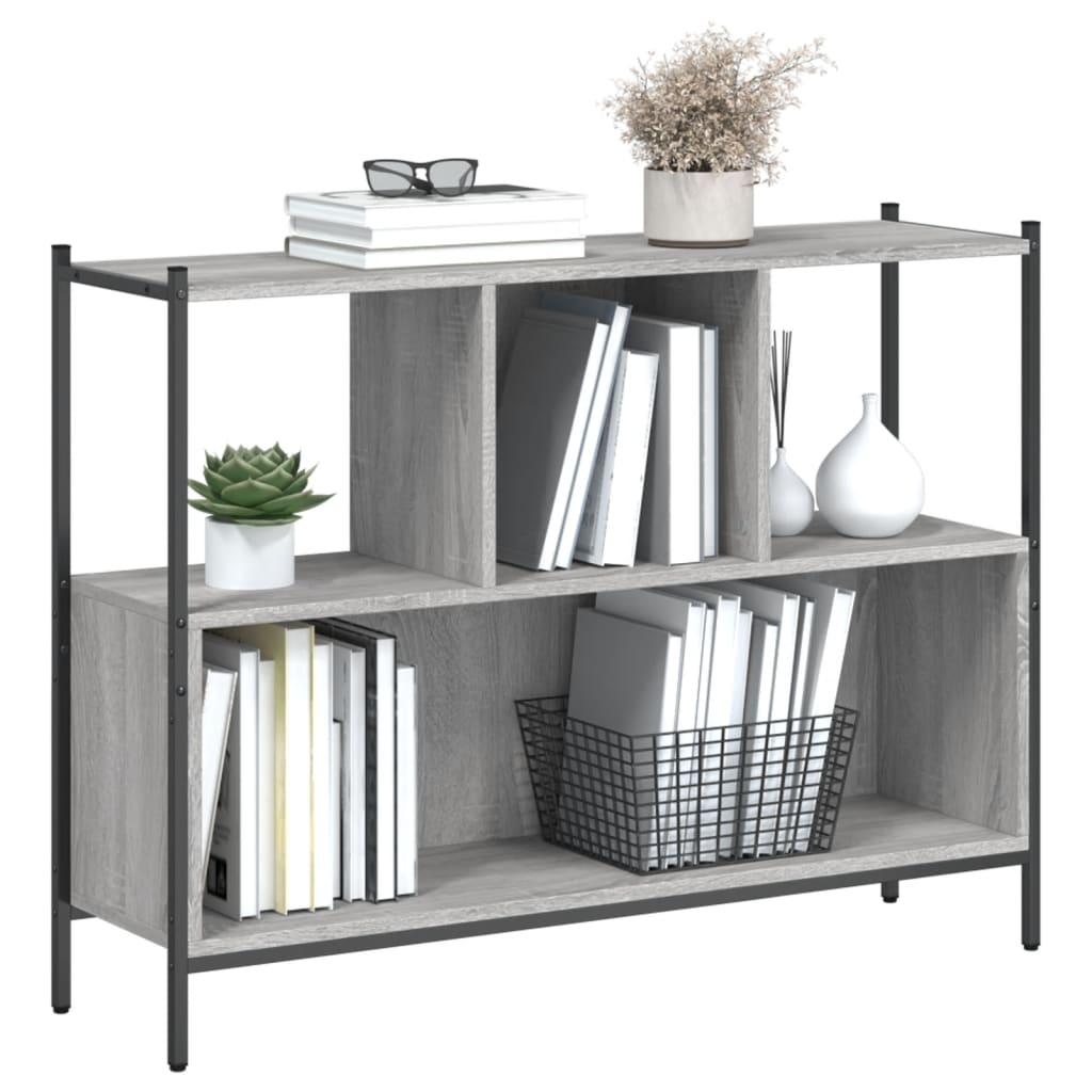 vidaXL Bookcase Grey Sonoma 102x28x77.5 cm Engineered Wood 4