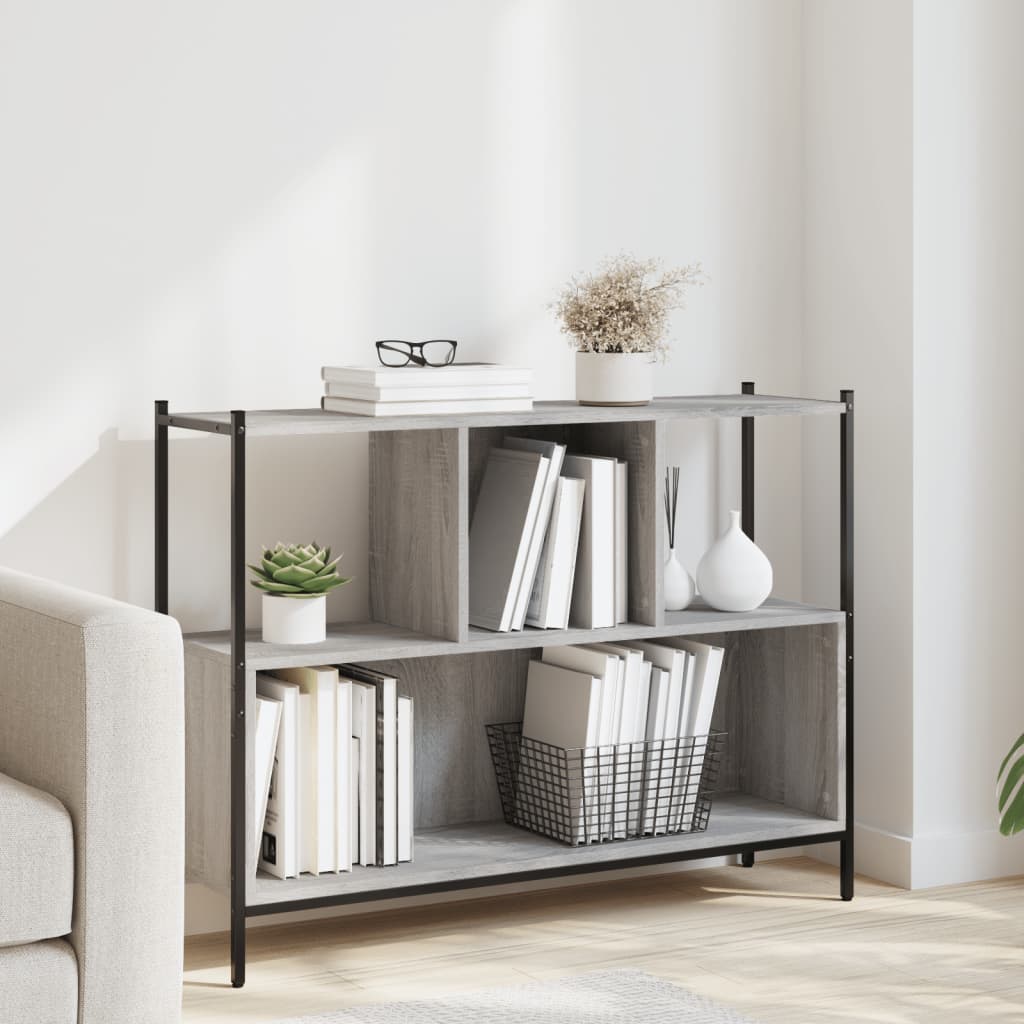 vidaXL Bookcase Grey Sonoma 102x28x77.5 cm Engineered Wood 1