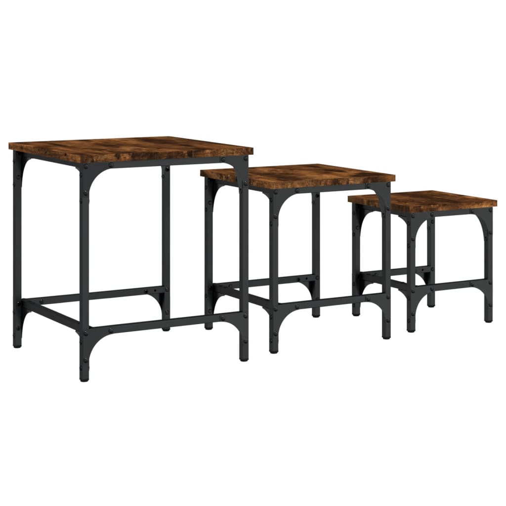 vidaXL Nesting Coffee Tables 3 pcs Smoked Oak Engineered Wood 2