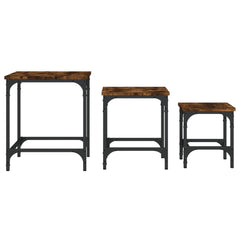 vidaXL Nesting Coffee Tables 3 pcs Smoked Oak Engineered Wood 4
