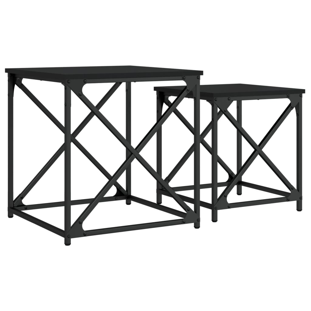 vidaXL Nesting Coffee Tables 2 pcs Black Engineered Wood 2