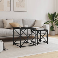 vidaXL Nesting Coffee Tables 2 pcs Black Engineered Wood 3