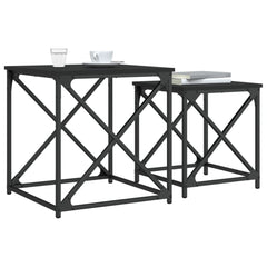 vidaXL Nesting Coffee Tables 2 pcs Black Engineered Wood 4