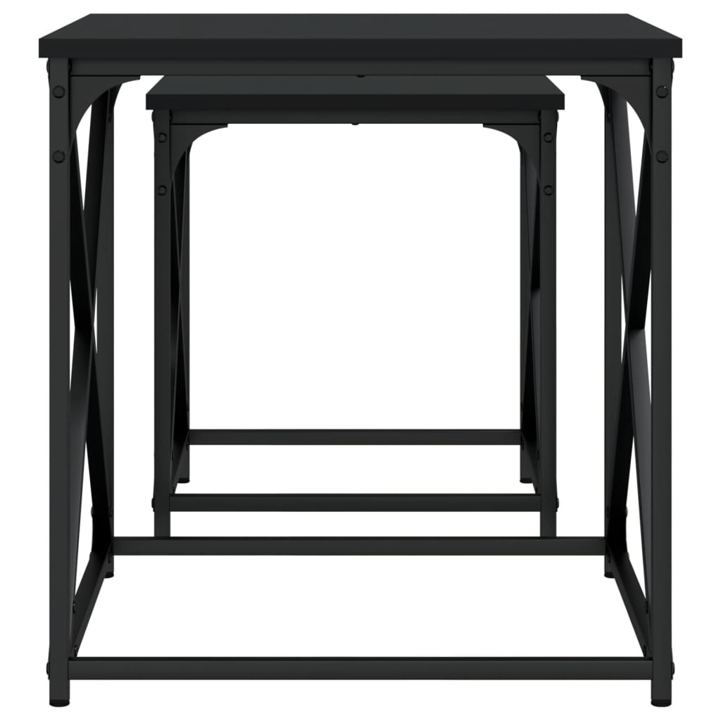 vidaXL Nesting Coffee Tables 2 pcs Black Engineered Wood 6