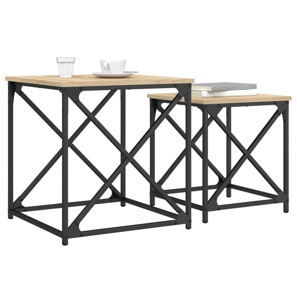 vidaXL Nesting Coffee Tables 2 pcs Sonoma Oak Engineered Wood 4