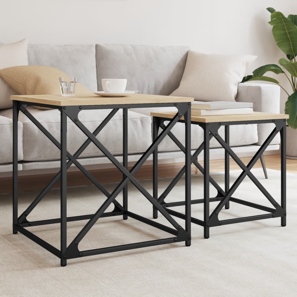 vidaXL Nesting Coffee Tables 2 pcs Sonoma Oak Engineered Wood 1