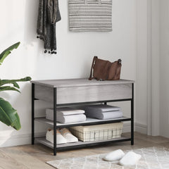 vidaXL Shoe Bench Grey Sonoma 70x42.5x50 cm Engineered Wood 3