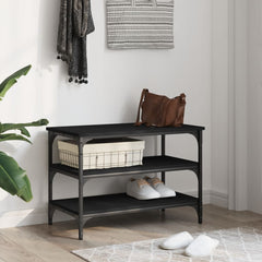 vidaXL Shoe Bench Black 70x38.5x49 cm Engineered Wood 3