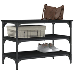 vidaXL Shoe Bench Black 70x38.5x49 cm Engineered Wood 4