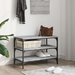 vidaXL Shoe Bench Grey Sonoma 70x38.5x49 cm Engineered Wood 3