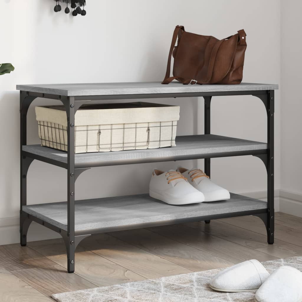 vidaXL Shoe Bench Grey Sonoma 70x38.5x49 cm Engineered Wood 1