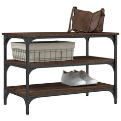 vidaXL Shoe Bench Brown Oak 70x38.5x49 cm Engineered Wood 4
