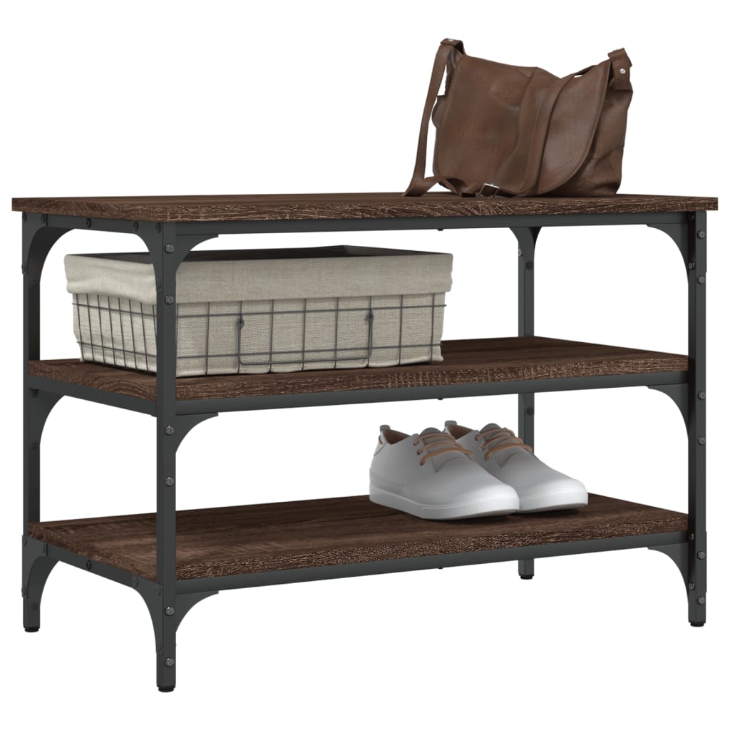 vidaXL Shoe Bench Brown Oak 70x38.5x49 cm Engineered Wood 4