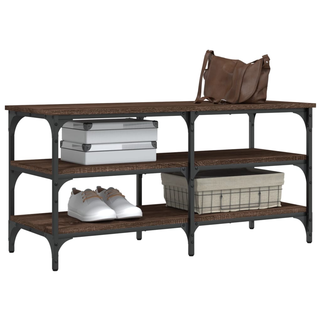 vidaXL Shoe Bench Brown Oak 100x38.5x49 cm Engineered Wood 4