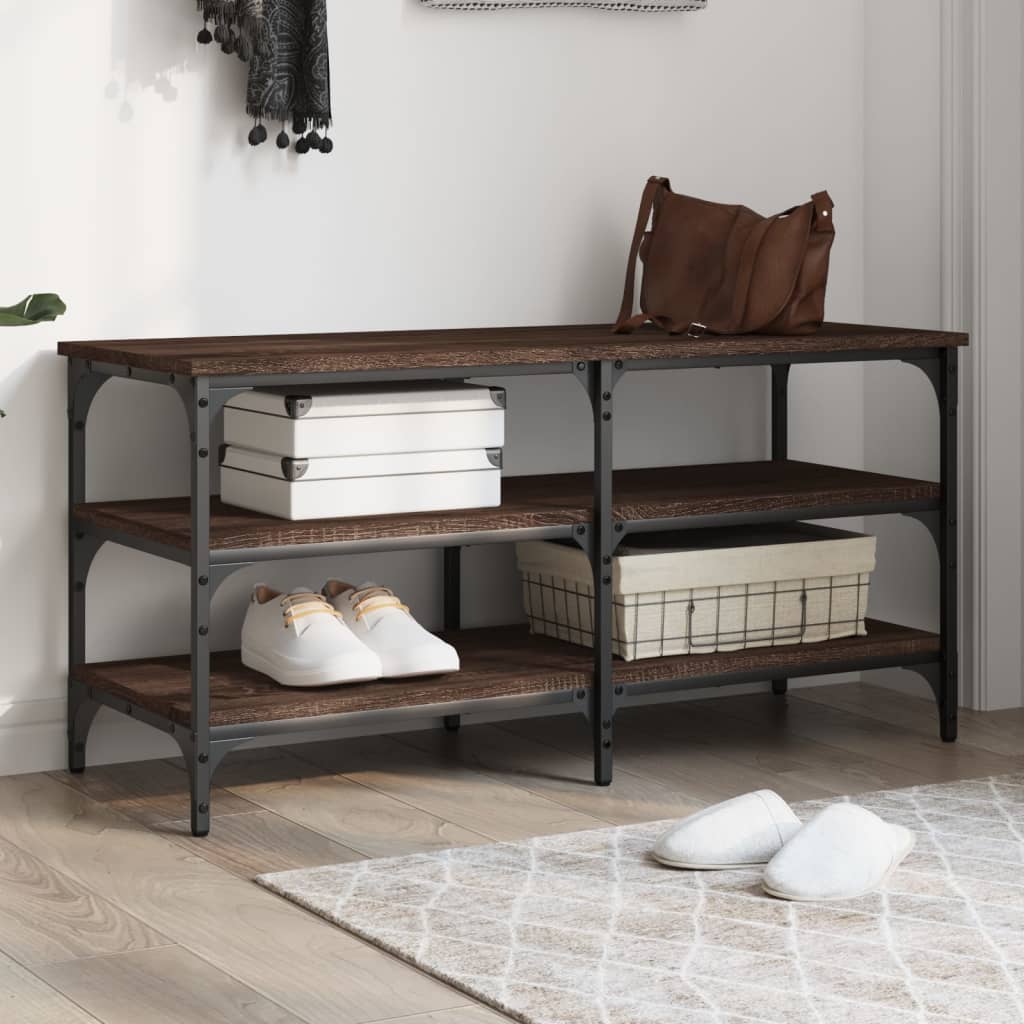 Shoe Bench Engineered Wood in Brown Oak