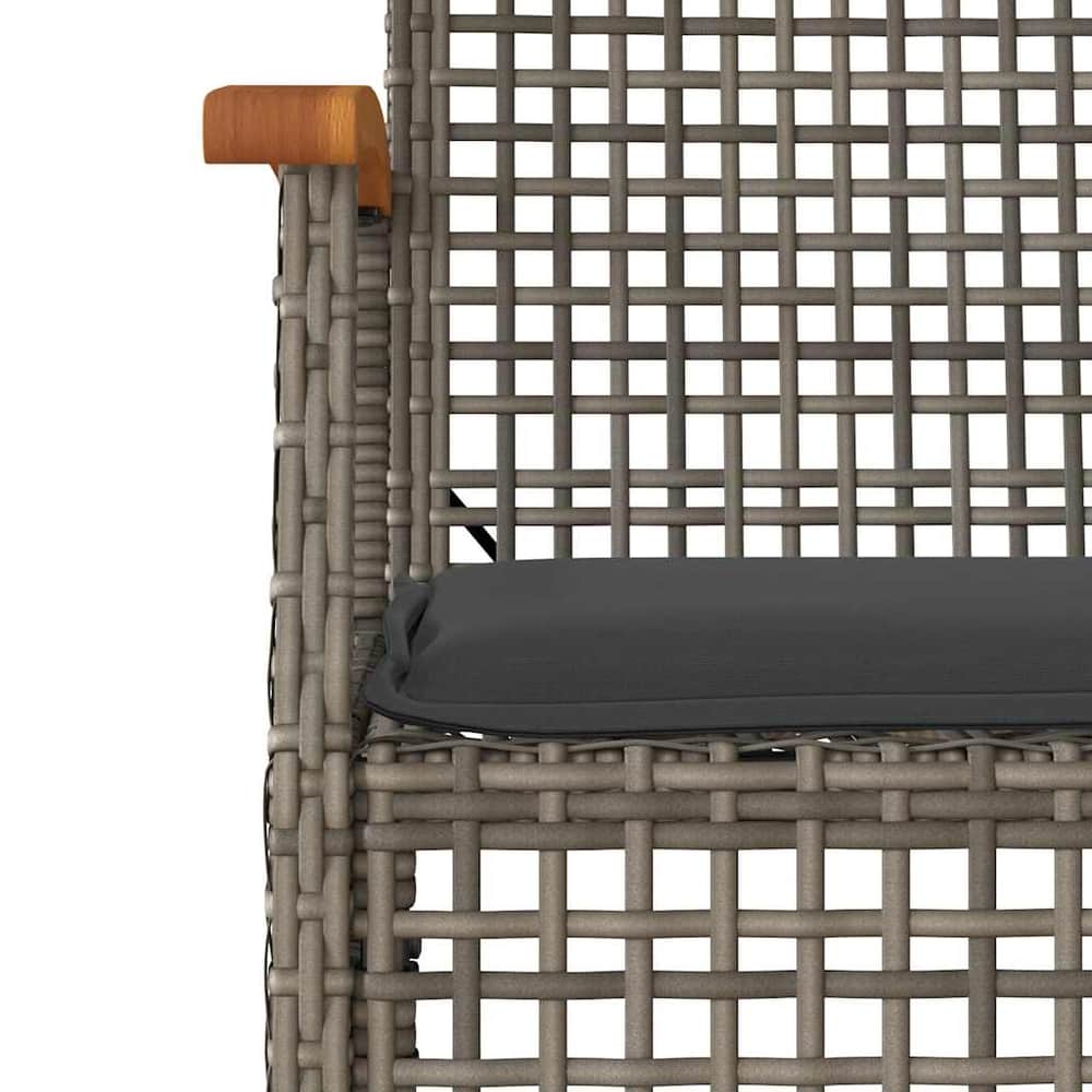 5 Piece Garden Dining Set with Cushions Grey Poly Rattan 140 cm table length 4