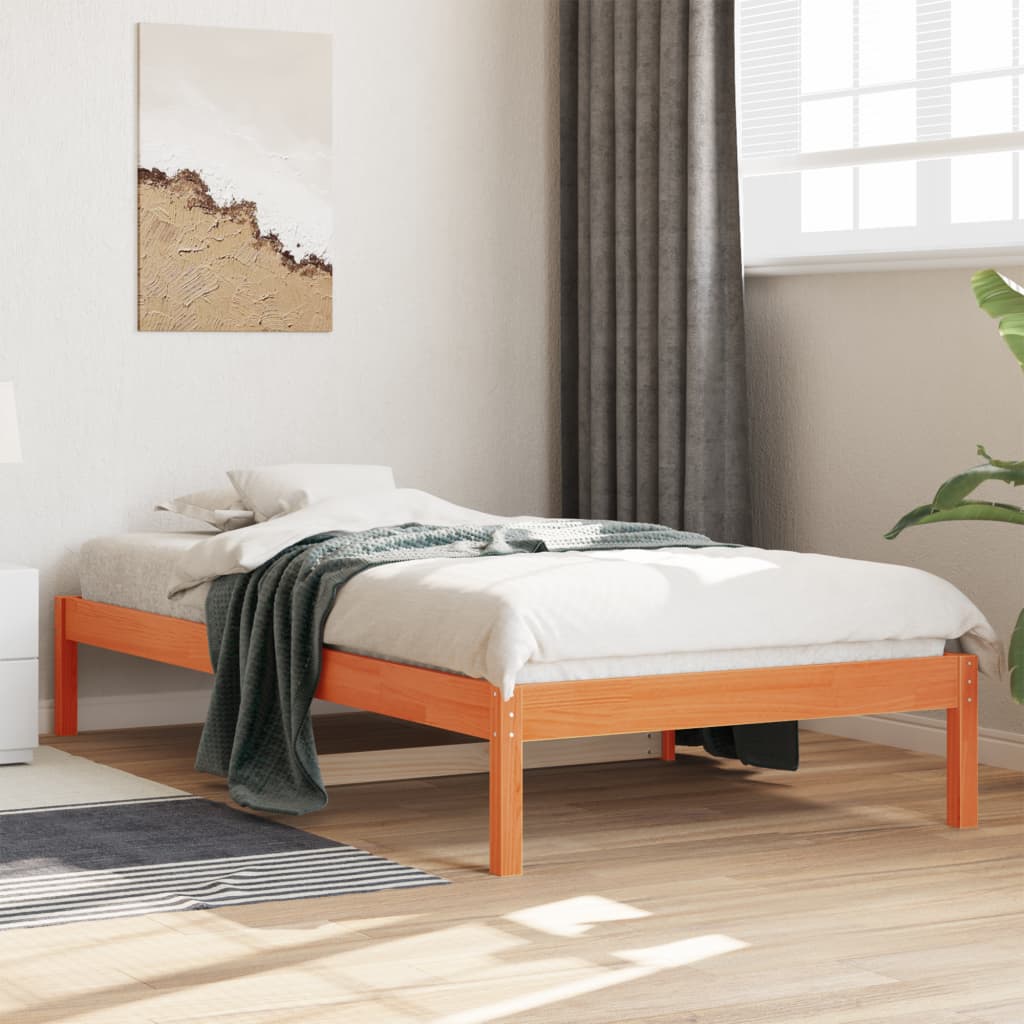 Day Bed without Mattress Solid Wood Pine Wax brown 90 cm 200 cm