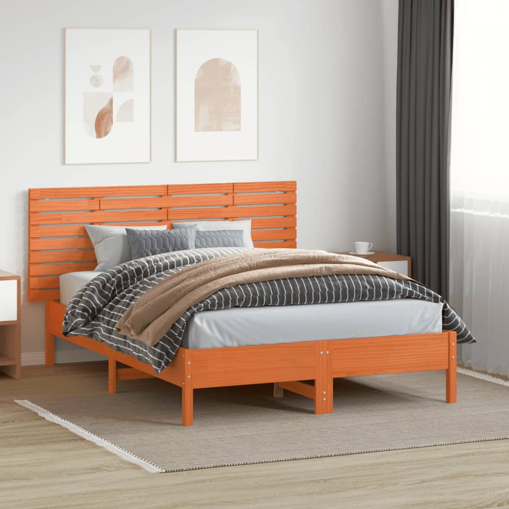 vidaXL Wall Headboard Brown 166x3x63 cm Solid Wood Pine 3