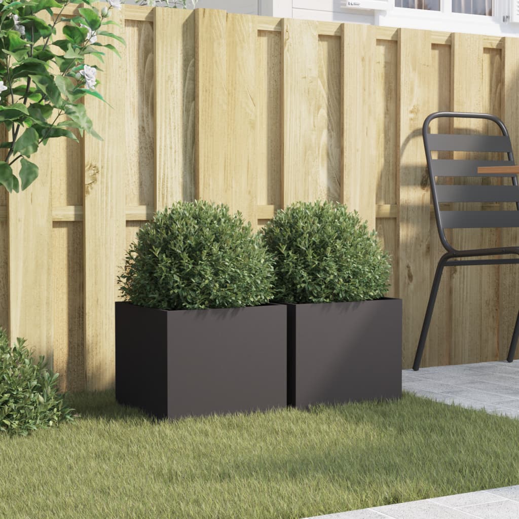 vidaXL Planters 2 pcs Black 32x30x29 cm Steel 3