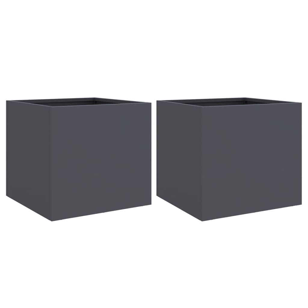 vidaXL Planters 2 pcs Anthracite 32x30x29 cm Cold-rolled Steel 2