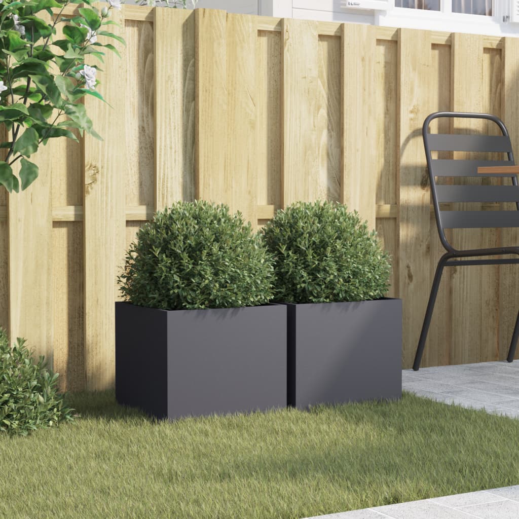 vidaXL Planters 2 pcs Anthracite 32x30x29 cm Cold-rolled Steel 3