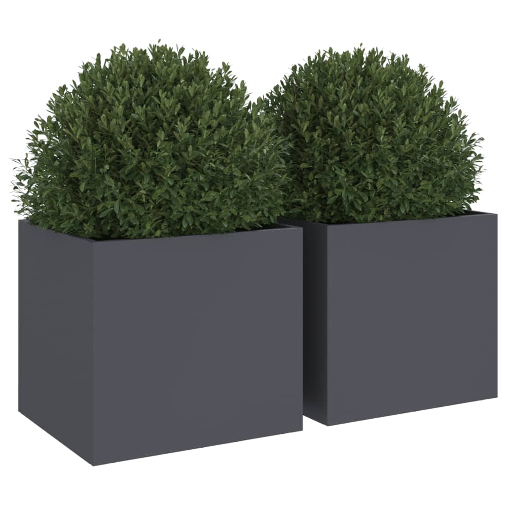 vidaXL Planters 2 pcs Anthracite 32x30x29 cm Cold-rolled Steel 4
