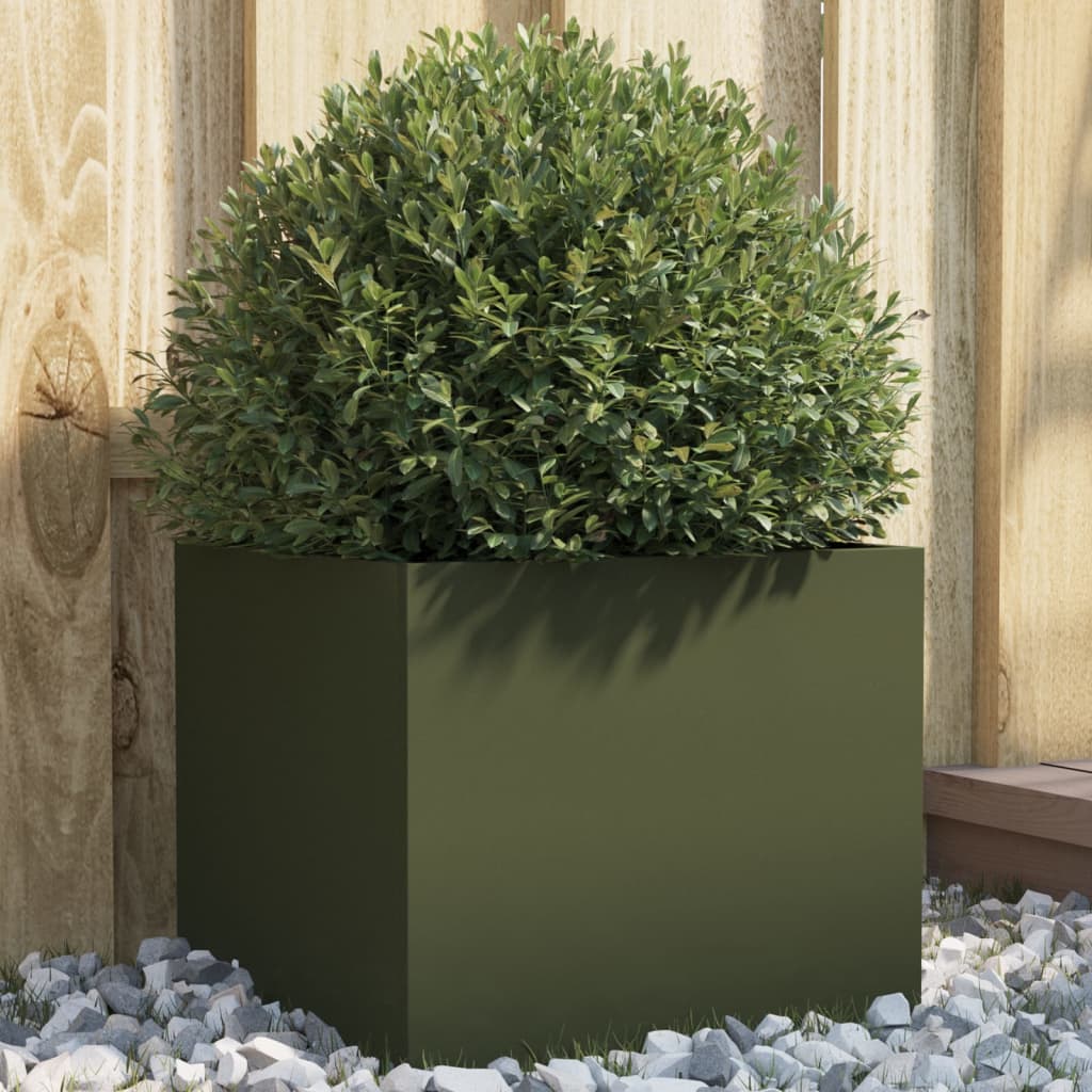 vidaXL Planter Olive Green 32x30x29 cm Steel 1