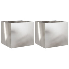 vidaXL Planters 2 pcs Silver 32x30x29 cm Stainless Steel 2