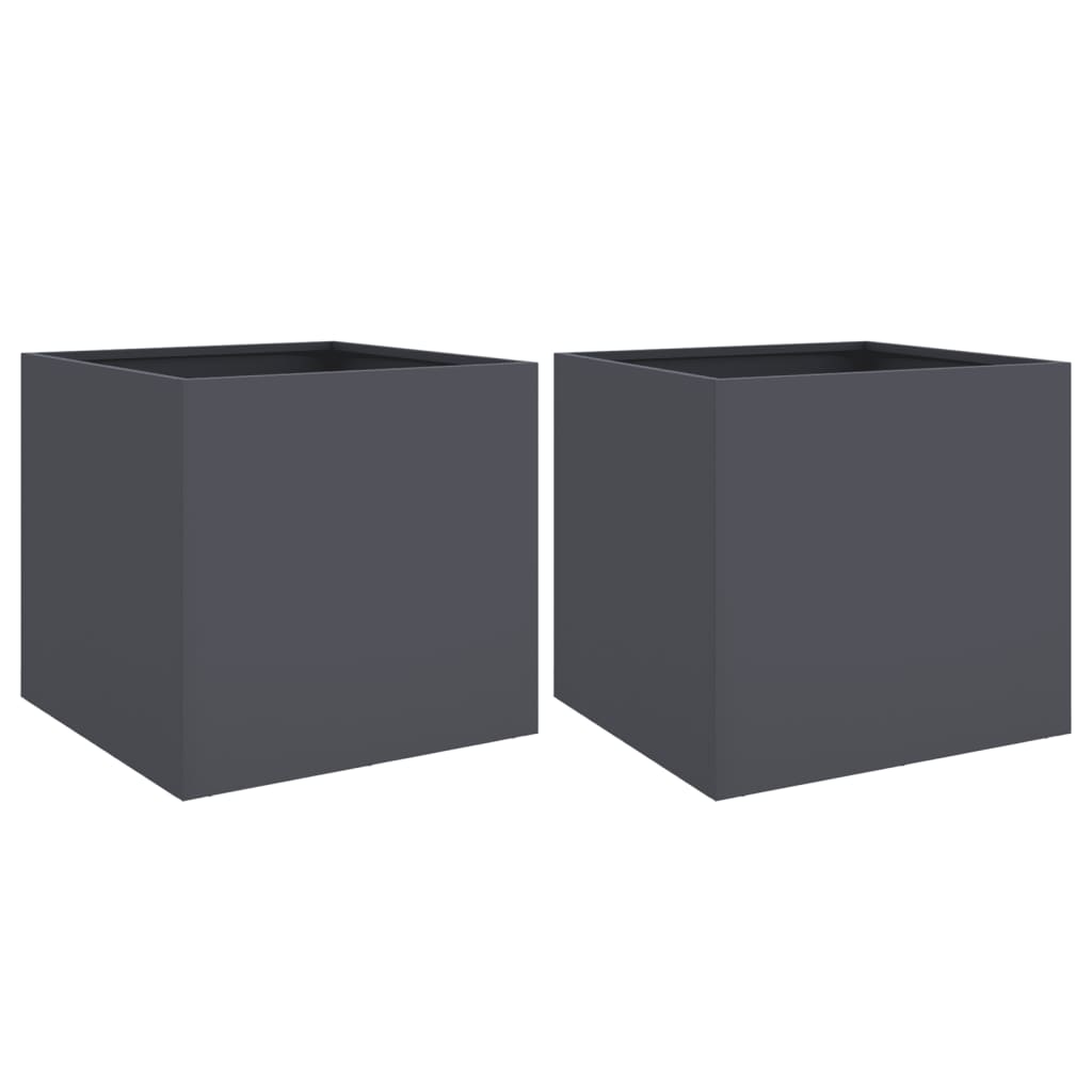 vidaXL Planters 2 pcs Anthracite 49x47x46 cm Steel 2