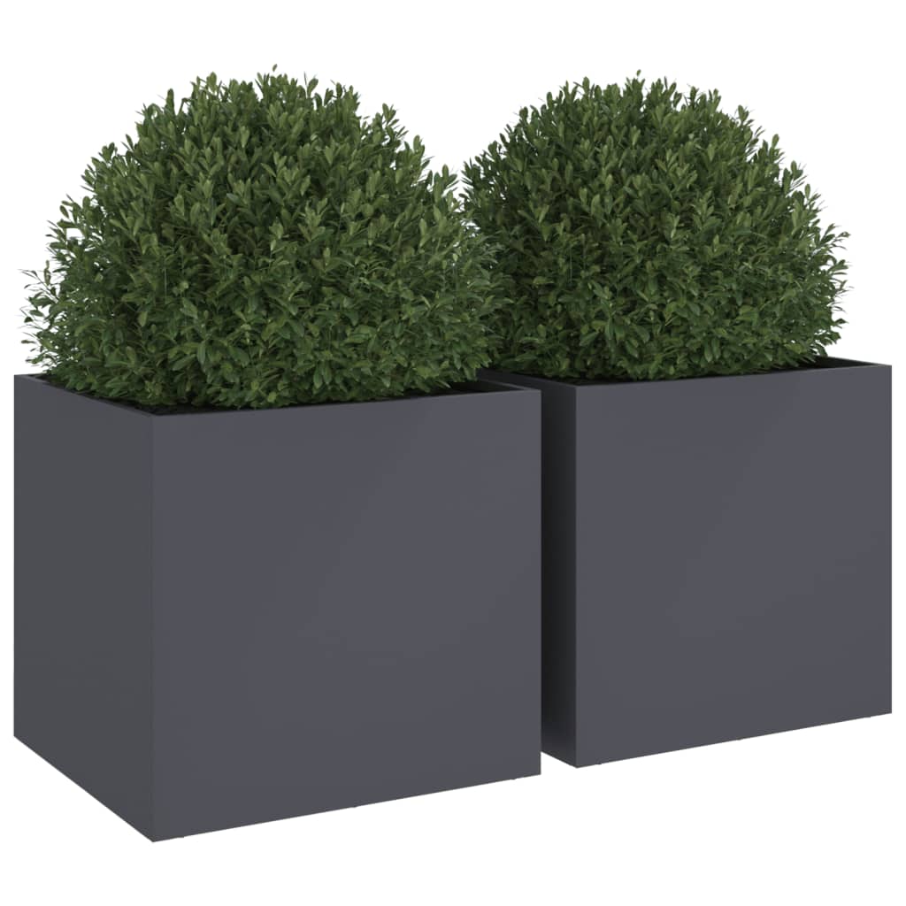 vidaXL Planters 2 pcs Anthracite 49x47x46 cm Steel 4