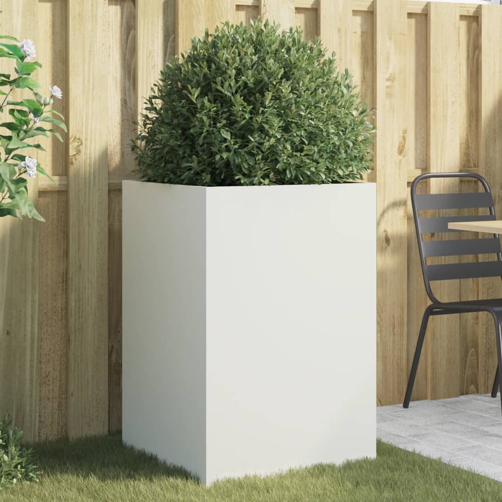 Garden Planter Cold-rolled Steel 1 White Height 75 cm 52 cm 48 cm