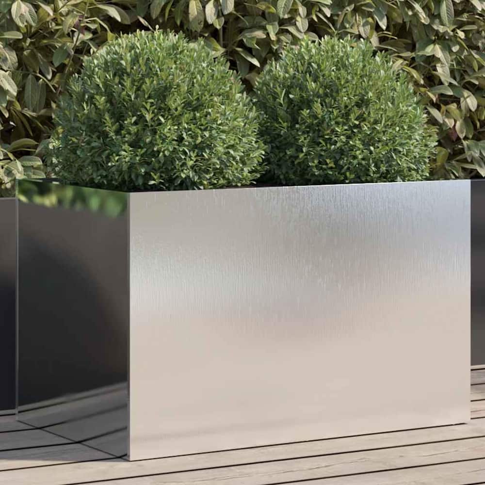 Planter Silver Stainless Steel Height 39 cm 62 cm