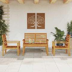 3 Piece Garden Lounge Set Solid Wood Acacia 2x chair + bench + table