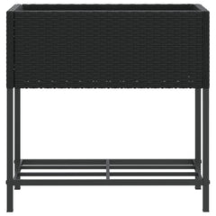 Garden Planters with Shelf 70x28x70 cm Poly Rattan 2 pcs Black