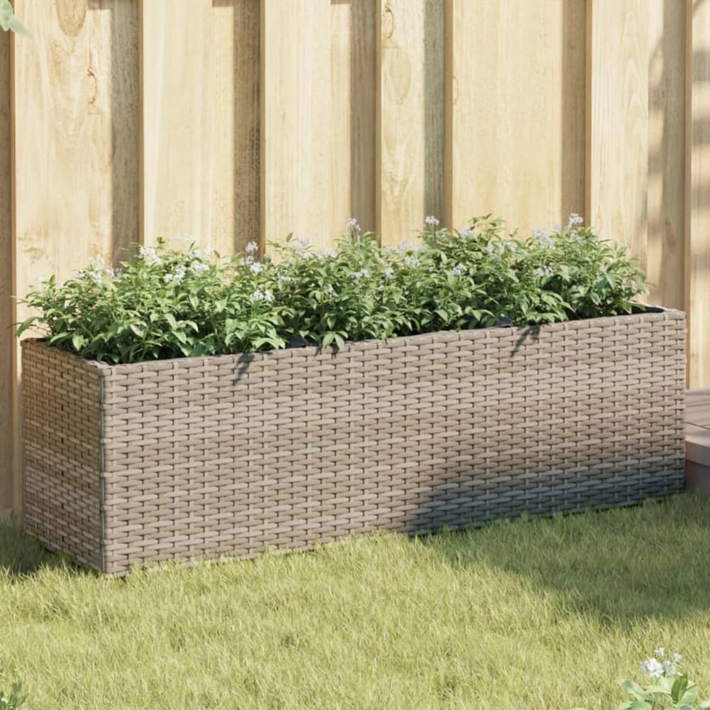 Garden Planters Poly Rattan 2 pcs Depth 30 cm Grey 105 cm