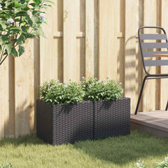 vidaXL Garden Planters 2 pcs Black 36x30x32 cm Poly Rattan 3